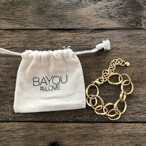 New Box of Style BaYou With Love Chain Link Bracelet 14k gold plated Jewelry NWT